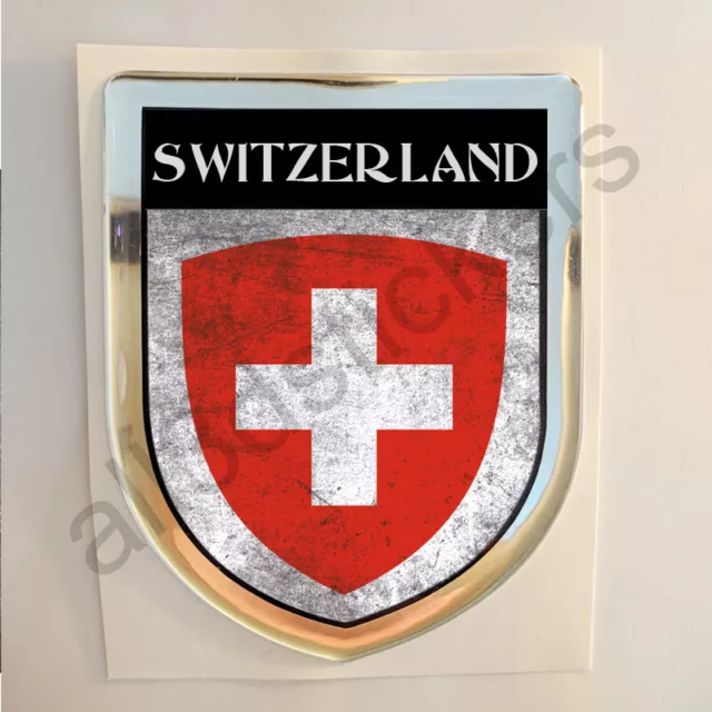 Svizzera Adesivi Scudetto 3D Emblema Stemma Sporco Resinato Adesivo Resinati