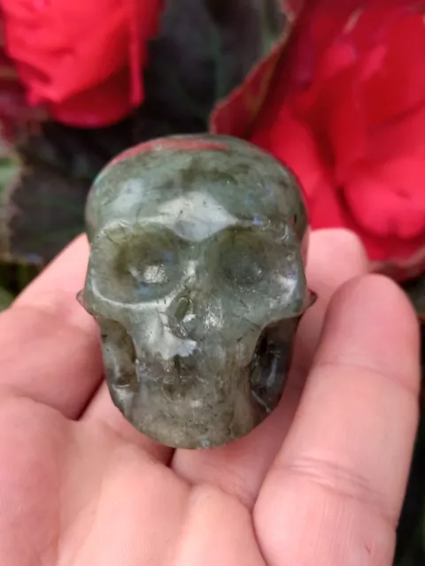 Labradorite Crystal Skull Carving Natural Stone Healing Decor Gift