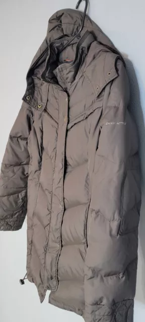 DKNY Womens Long Puffer Coat with Hood Ladies Size S Jacket Brown Broken Zipper 3