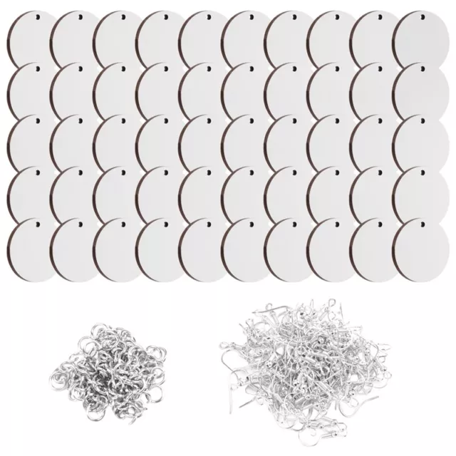 50Pcs Round Sublimation Blank Earrings with Earring Hooks and Jump Rings9748