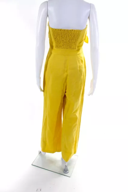 10 Crosby Derek Lam Womens Strapless Smocked Wide Leg Jumpsuit Yellow Size 6 3