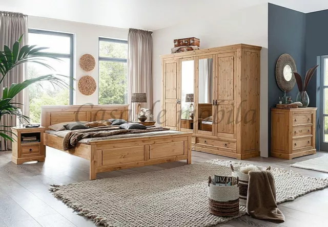 Massivholz Schlafzimmer set 5teilig komplett Kiefer gelaugt geölt Landhaus-stil