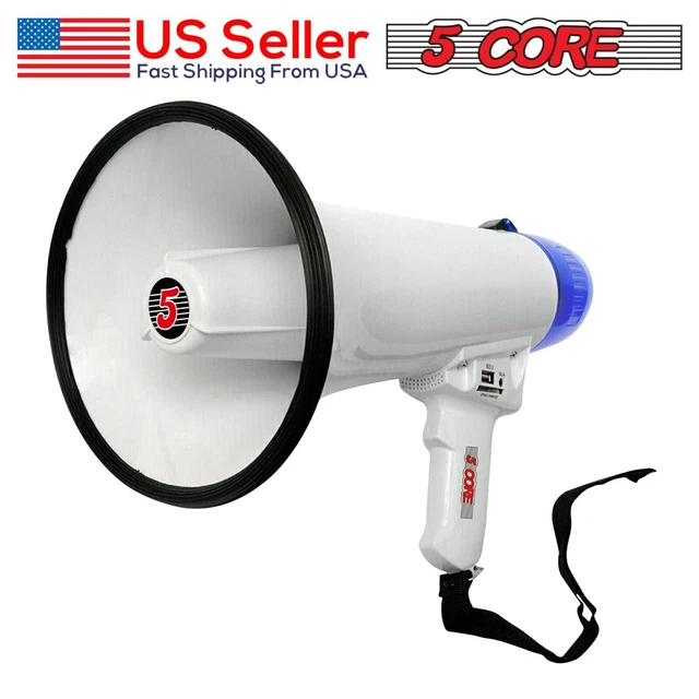 5CORE MEGAPHONE BULLHORN Cheer Speaker Megaphono Loud Siren Strap