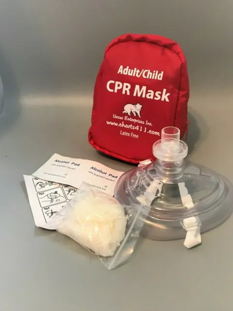 50 Adult/Child Pocket CPR mask Soft case with Gloves