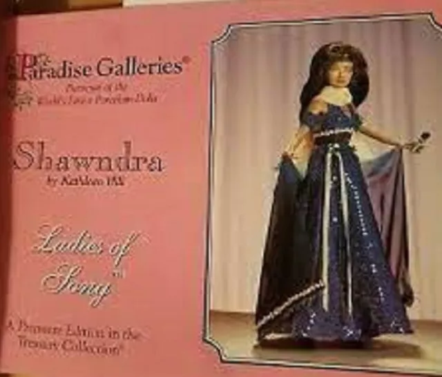 New Paradise Galleries "Shawndra" Porcelain Doll & Stand & Acces 21" H New N Box