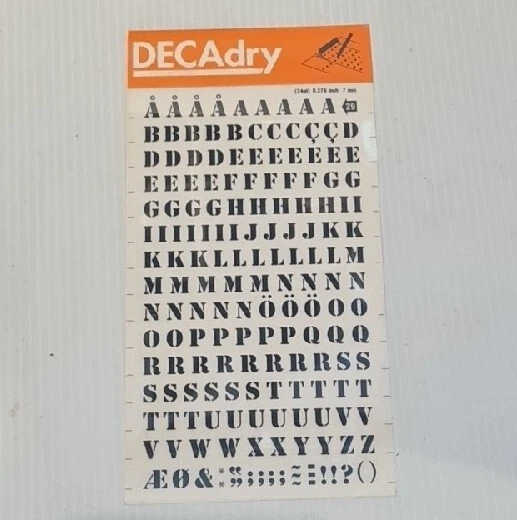 DECAdry Reib On Transfers 24pt 0,276 Zoll 7 mm Letraset Modellbau Neu Altes Lager