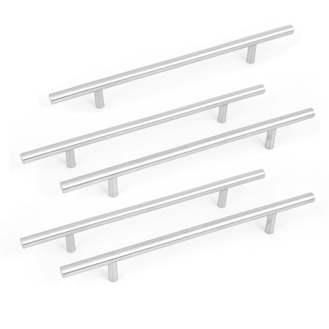 Poignée porte brossé Cuisine Armoire Cabinet T-Bar 5Pcs Acier Inox Tirer 8"