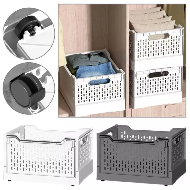 Folding Closet Organizers Storage Box, Stackable Plastic Drawer Basket Y4F3