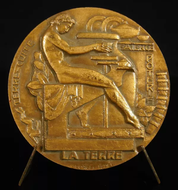 Médaille de Georges Riidet hommage au travail de la terre 1966 style art déco