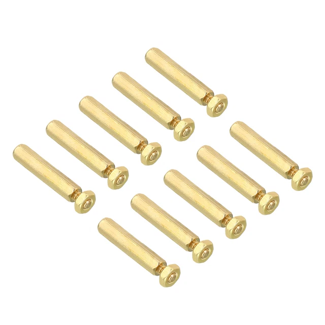 15mm+3mm M2 Standoff Screws 40 Pack Brass Hex PCB Standoffs Nuts Gold Tone