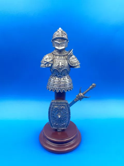 Medieval Metal Suit of Armor Statue Sword VTG Letter Opener Figurine Knight MCM
