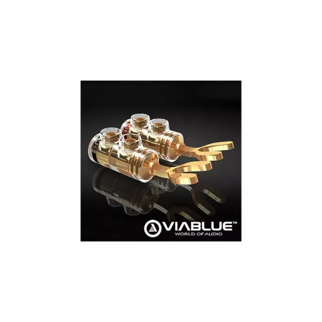 ViaBlue 30220 TS Kabelschuhe Spades mit 6 mm Gabel Gold 4 Stück/2 Paar vergoldet