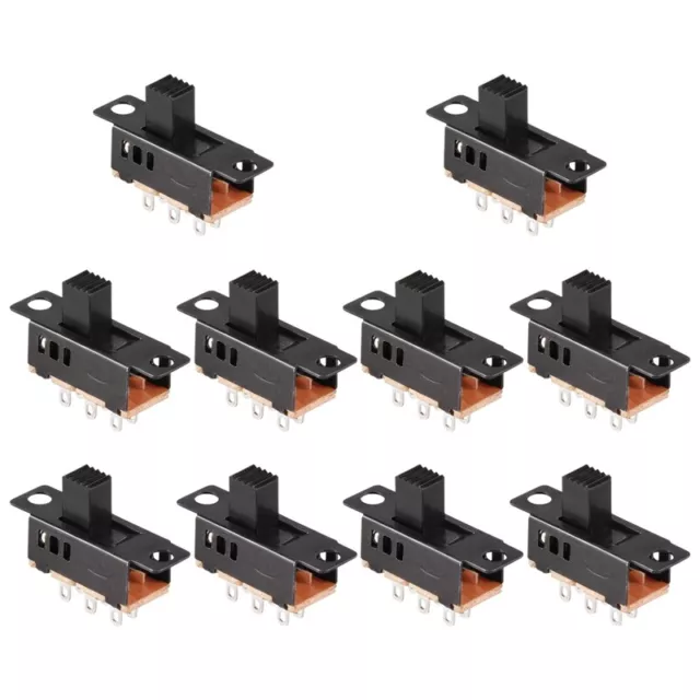 10Pcs High Knob 6 Pin 3 Position DPDT Panel Slide Switch 0.5A 50V DC V3L42320