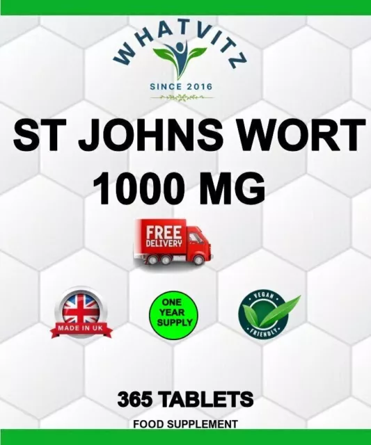 St Johns Wort 1000 Mg 365 Tablets  Years Supply Letter Box Friendly