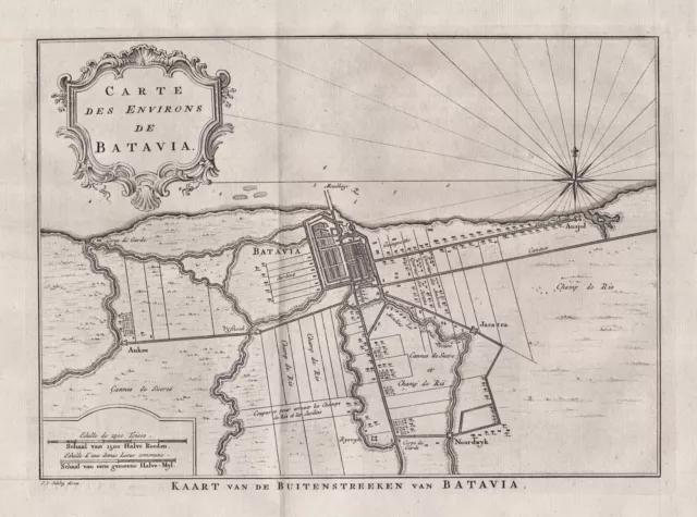 Batavia Jakarta Java Island Indonesia Plan Map Map Engraving Schley 1763