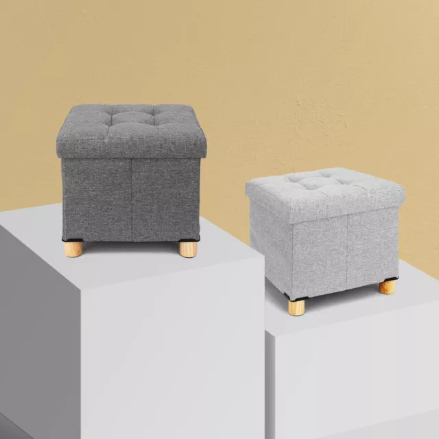 Folding Storage Stool Seat Ottoman Footstool Pouffe Padded Cube Box Foot Stools