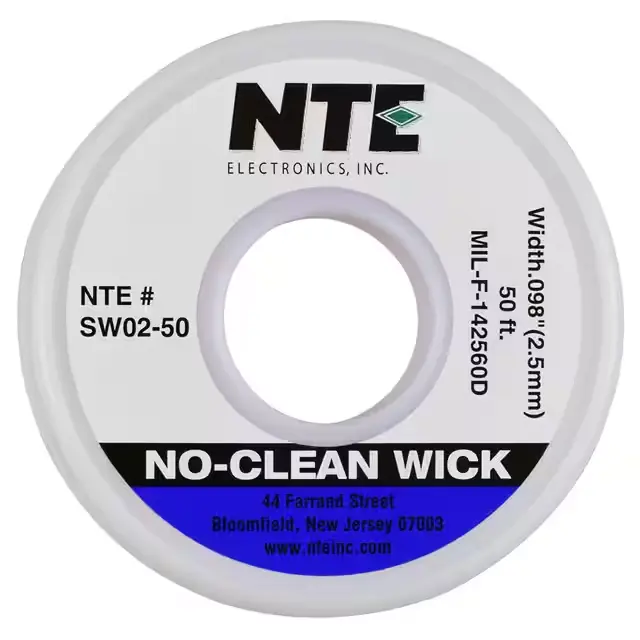 NTE SW02-50 #4 No-Clean Solder Wick - Blue - 50' - .098 W - MADE IN THE USA!