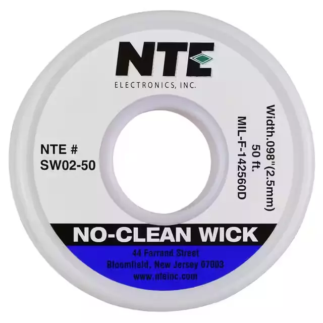 NTE SW02-50 #4 No-Clean Solder Wick - Blue - 50' - .098 W - MADE IN THE USA!