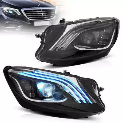 Pair LED DRL Headlights For 2014 2016 2017 Mercedes Benz W222 S Class Sequential