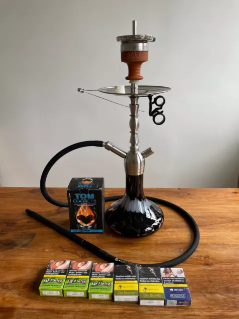 AMY Deluxe Shisha - Little Palm SS12 Edelstahl Wasserpfeife + Zubehör Set