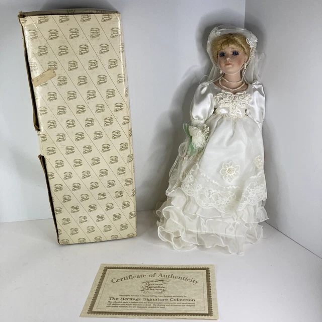 THE HERITAGE SIGNATURE COLLECTION Porcelain Bride Doll Caitlin's Wedding Day