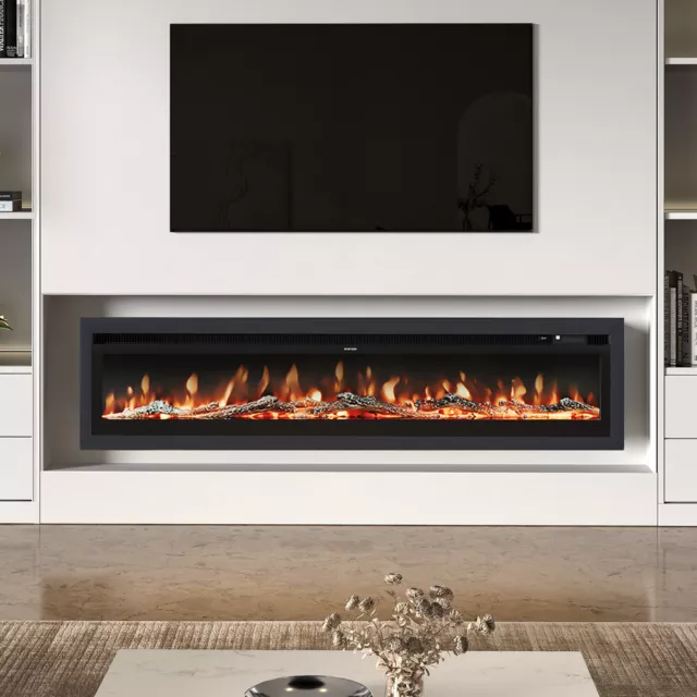 40/50/60/70/80/100inch Insert/Wall Mounted LED Fireplace Electric Inset Fire