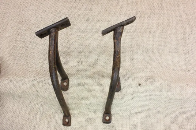 3 HAND RAIL Brackets Stair Railing old 1800’s vintage 2 left angled 1 straight 2