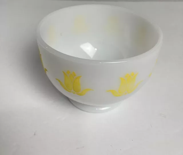 Vintage Fire King Yellow Tulip Sealtest Cottage Cheese Milk Glass Bowl