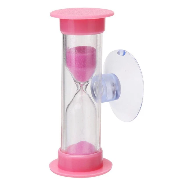 2 minutos relojes de arena temporizador de cepillado de dientes para niños con ventosa decoración del hogar (rosa)