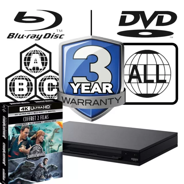 Sony Blu-ray Player UBP-X800M2 All Zone MultiRegion Jurassic World 2 Collection