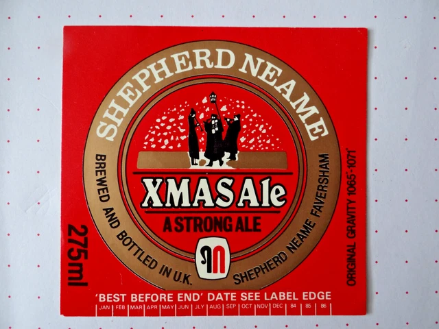 1 älteres Etikette XMAS Ale, Brauerei Shepherd Neame, Faversham, United Kingdom