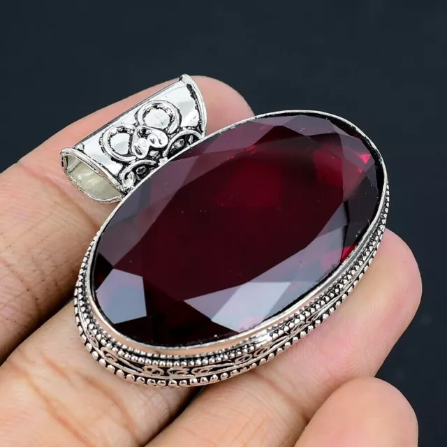 Red Garnet Gemstone 925 Sterling Silver Jewelry Gift Pendant R694