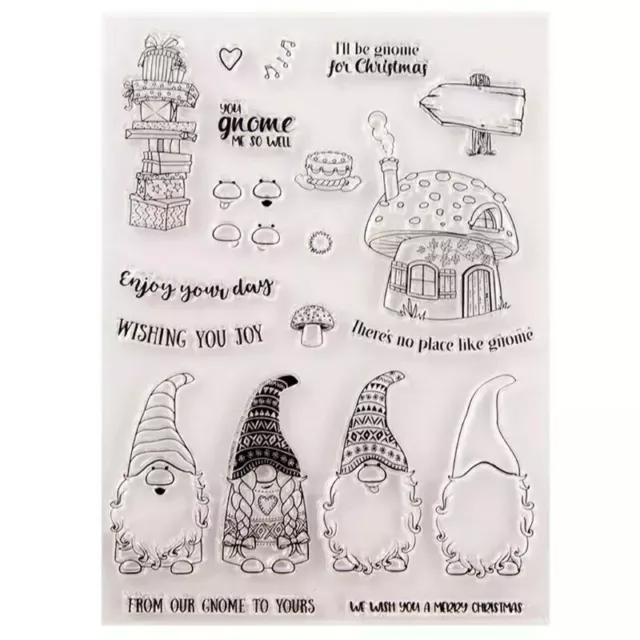 Christmas clear stamps for card making, scarpbooking. Clear stamp of gnomes and