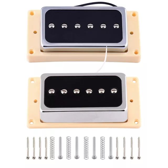 Humbucker Sized P90 Pickup Set Ceramic Magnets Black Encased In Chrome