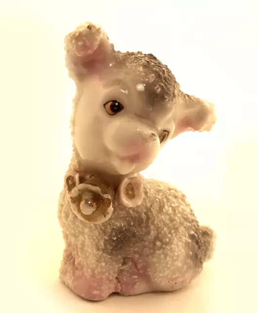 Vintage White and Grey Dog Ceramic Figurine Japan Poodle Puppy