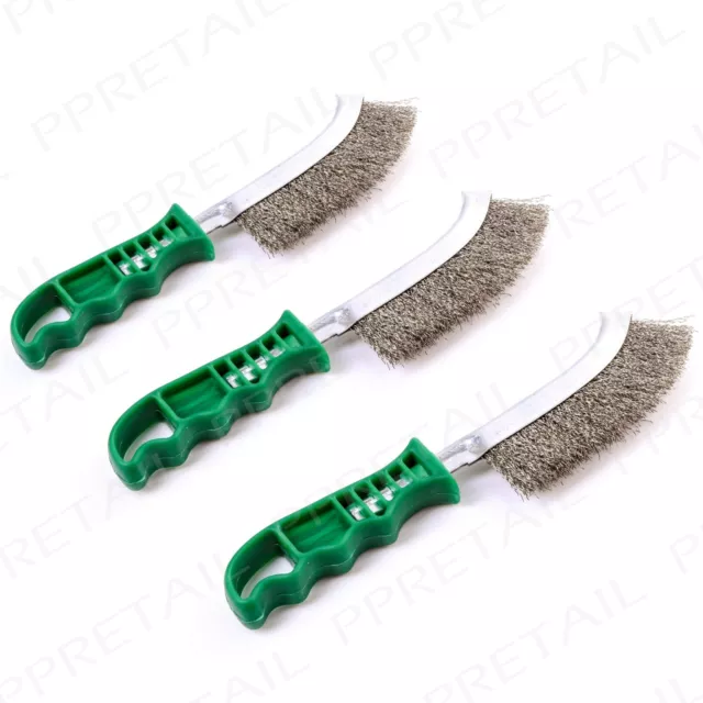 3 x Heavy Duty Spid Wire Hand Brush Stainless Steel Bristles Rust Paint Removal