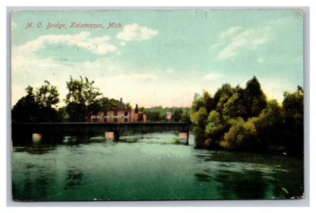 Kalamazoo, MI Michigan M.C. Bridge, Divided Back Postcard Posted 1909