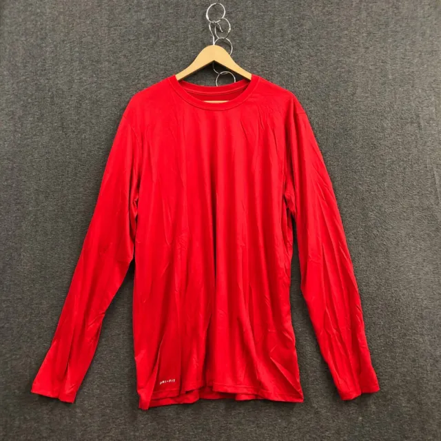 The Nike Tee Mens Red Athletic Cut Long Sleeve Shirt Dri-FIT Size XL-T NWT