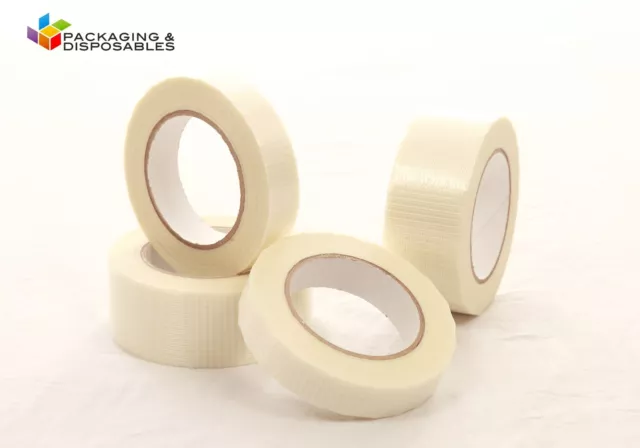 6 x ROLLS 50mm x 50m CROSSWEAVE REINFORCED PACKAGING TAPE