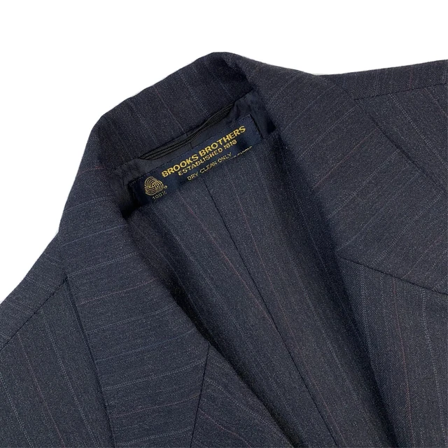 Vintage 42 R Brooks Brothers 3/2 Rotolo Carbone a Strisce Lana Abito Piatto Ant