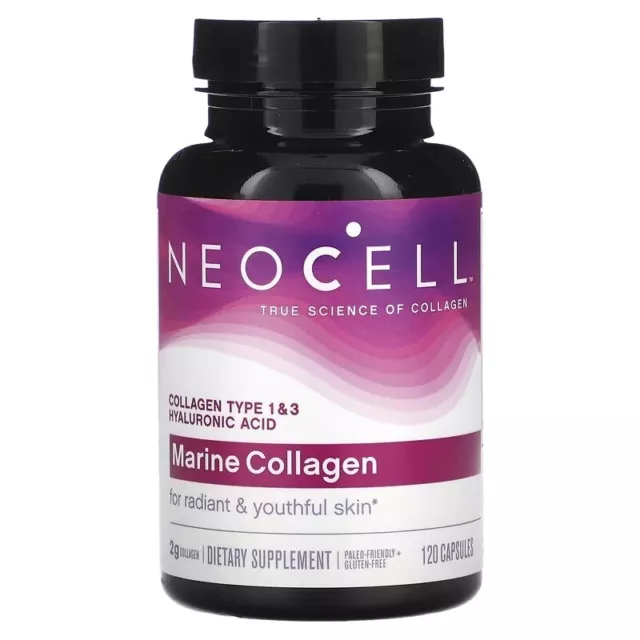 NeoCell Collagène marin hyaluronic acide vitamine C B12 B6 , ZINC, 120 capsules