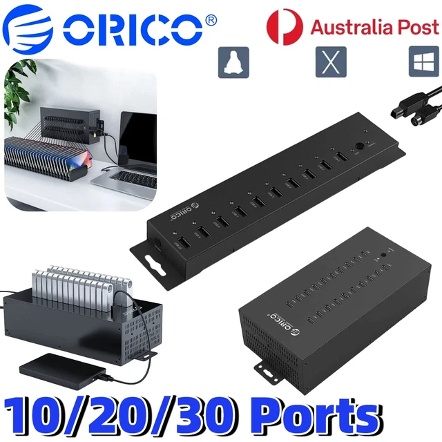 ORICO Industrial Powered USB Hub – 10/20/30 Ports, USB2.0, Metal Case, 100cm Cable