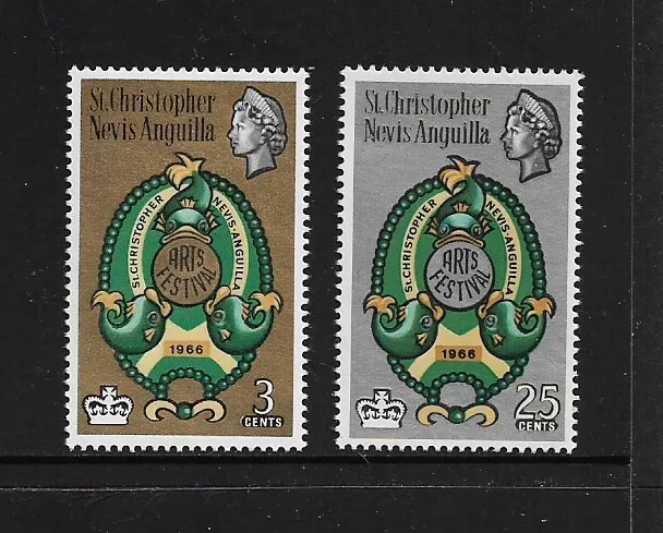 1966 ST. KITTS-NEVIS-ANGUILLA Arts Festival Set MNH (SG 159-160)