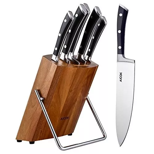 Ceppo coltelli in legno di faggio 20x8xh39 cm con 5 coltelli Da cucina  Professionali manici bianchi n acciaio inox molibdeno, Coltellerie  Paolucci
