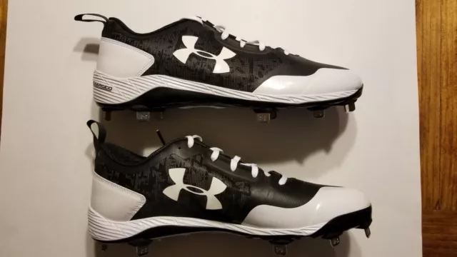 NEW Under Armour mens Heater Low baseball cleats, size 13, black/white/camo