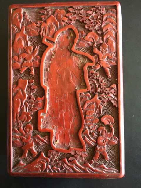 👍 19Th Century China Chinese Carved Cinnabar Box