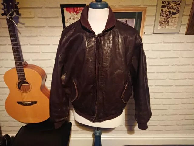 Vintage Redskins B32 Full Grain Leather Jacket Size Xl, Ptp 24"