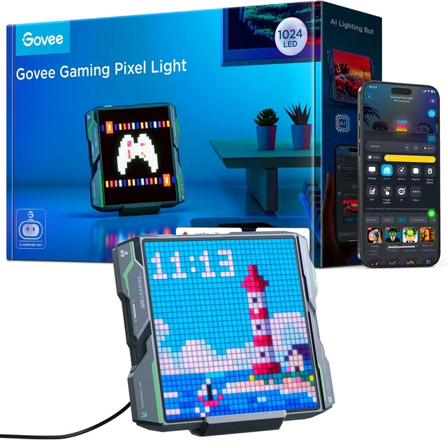 GOVEE 32X32 RGB LED Pixel Gaming Panel 150+ Scene Modes AI Lighting ...