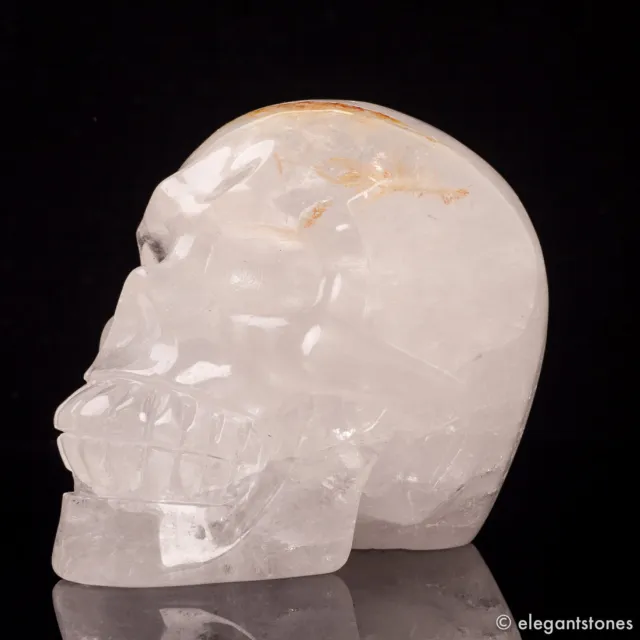 941g Natural Clear Quartz Rock Crystal Skull Hand Carved Healing Chakra Decor