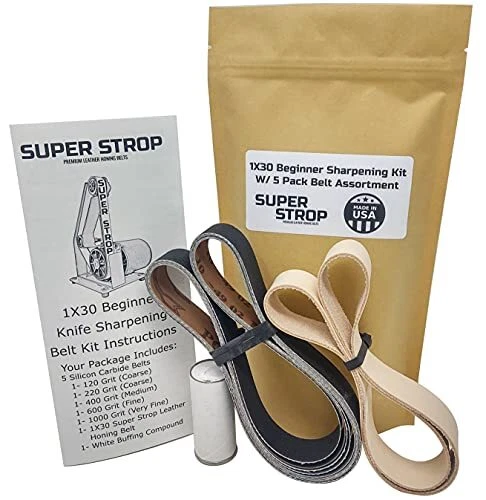1X30 Beginner Knife Sharpening Belt Kit W/ 5 Pack Sanding Belt Assortment and...